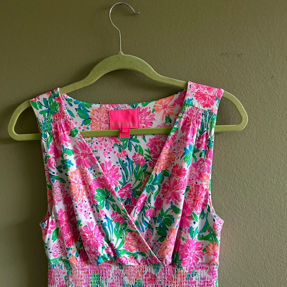 Lilly Pulitzer Pink and Green Floral Midi Dress - Picture 4 of 10